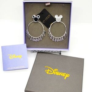 DISNEY by Couture Kingdom Mickey Mouse Hoop Earrings White Gold Plated